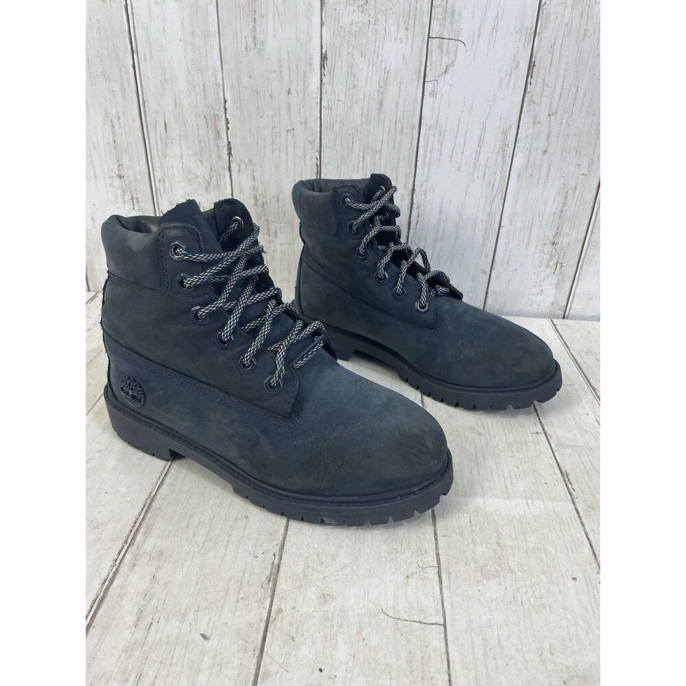 Timberland Premium 6-Inch Waterproof Boots Blue Nubuk 12907 Youth Size 4